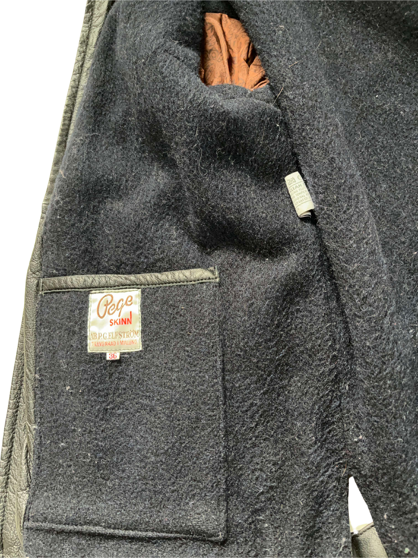 Vintage leather jacket wool lined retro made in Sweden biker