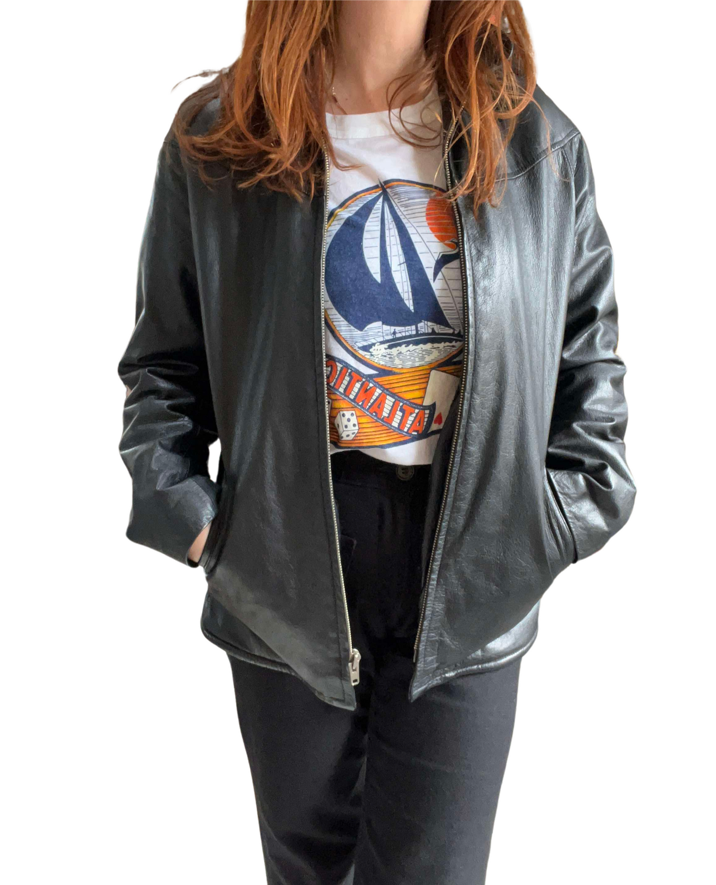 Vintage leather jacket wool lined retro made in Sweden biker