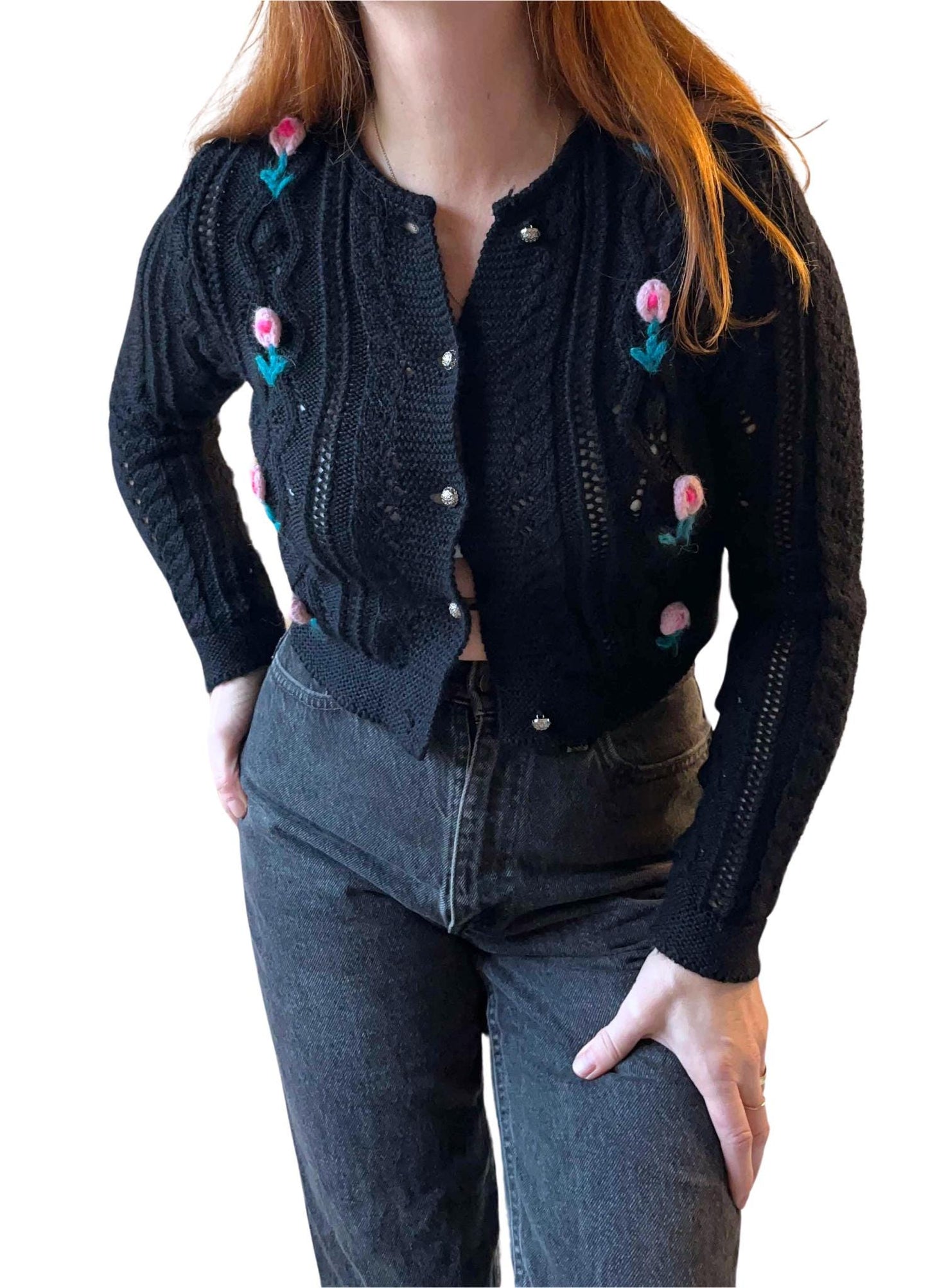 Vintage Austrian cardigan folklore trachten floral