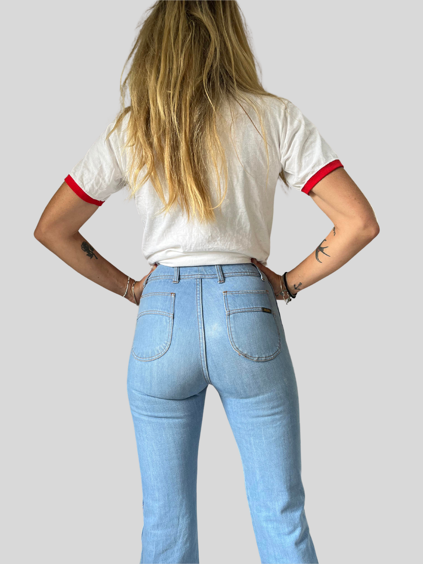 Vintage gul&blå jeans