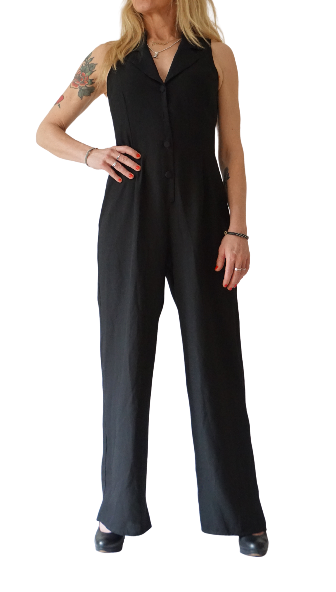 Elegant black vintage 90s jumpsuit- 38