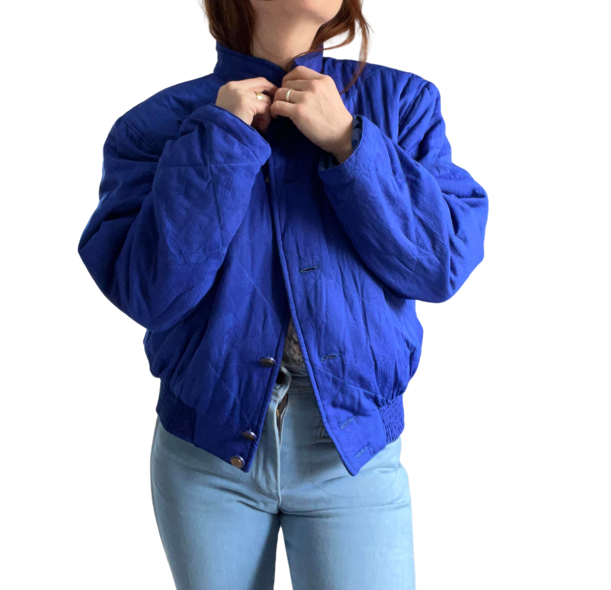 Vintage Pret a porter coolt blue bomber jacket