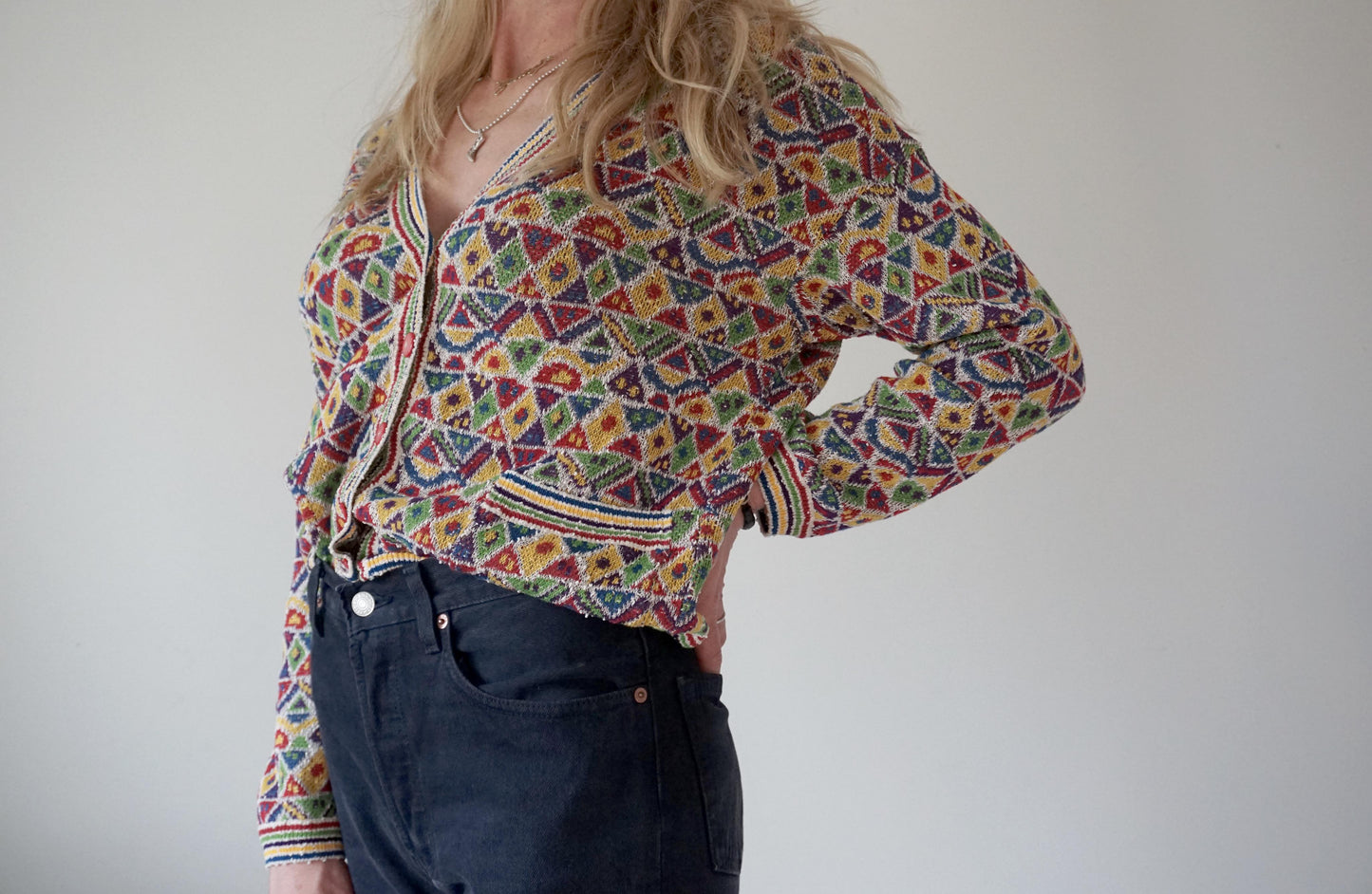 Vintage Missoni cardigan geometric pattern