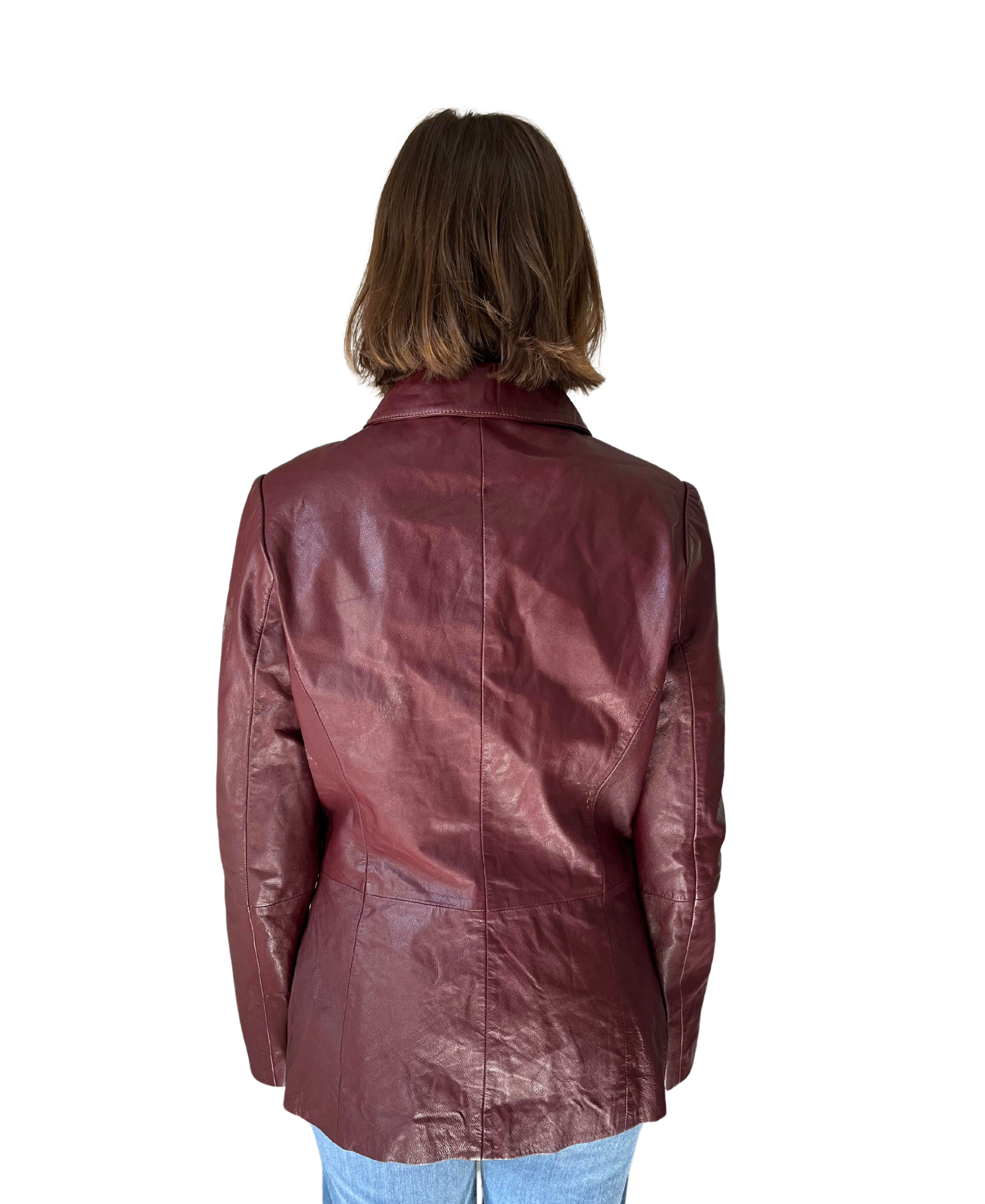 Vintage burgundy 90s leather jacket