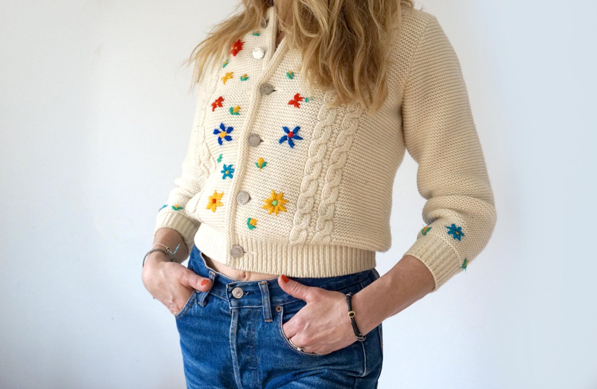 Vintage flower pattern cardigan