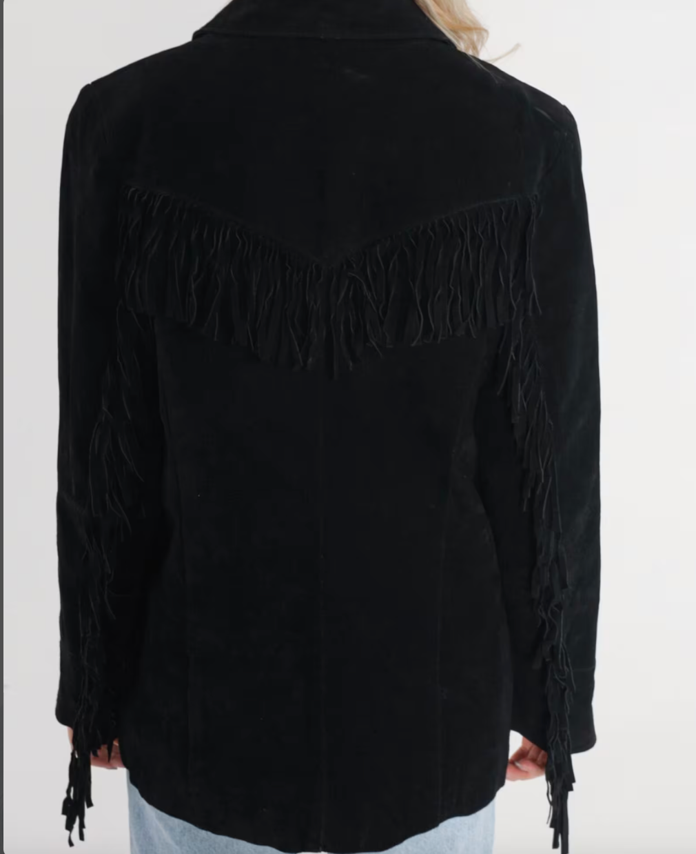 Vintage 90s Western Suede fringe tassel jacket