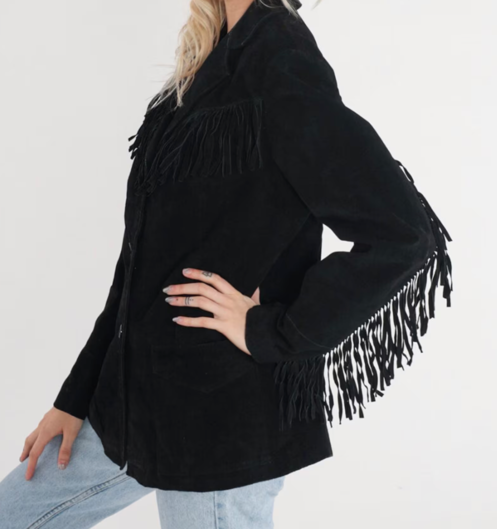 Vintage suede fringe jacket
