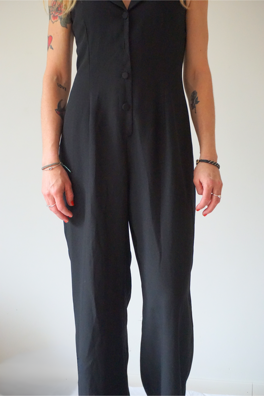 Elegant black vintage 90s jumpsuit- 38