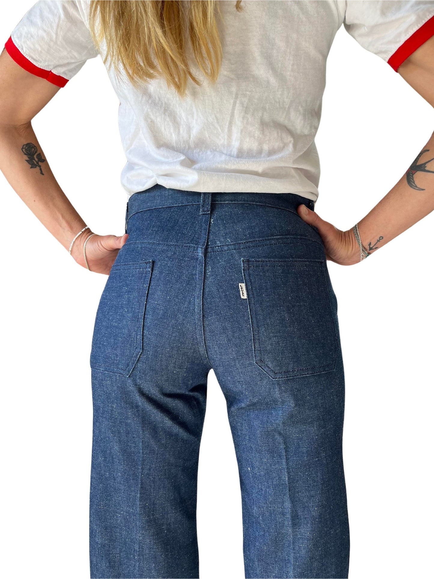 Vintage 70s Levi's shipmates jeans bell bottoms high waisted white tab flare