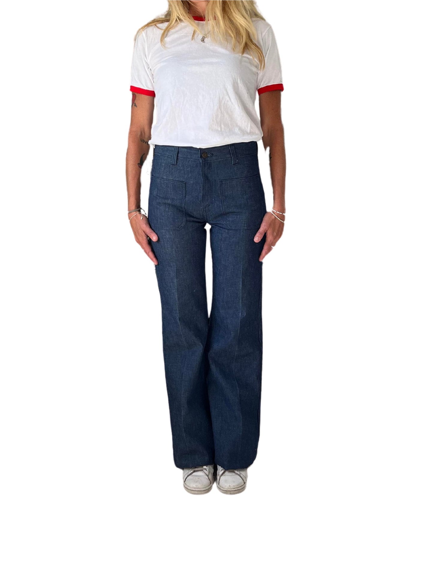 Vintage 70s Levi's shipmates jeans bell bottoms high waisted white tab flare