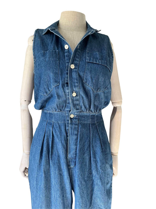 Vintage Calvin Klein sport denim jumpsuit sleeveless petit size small