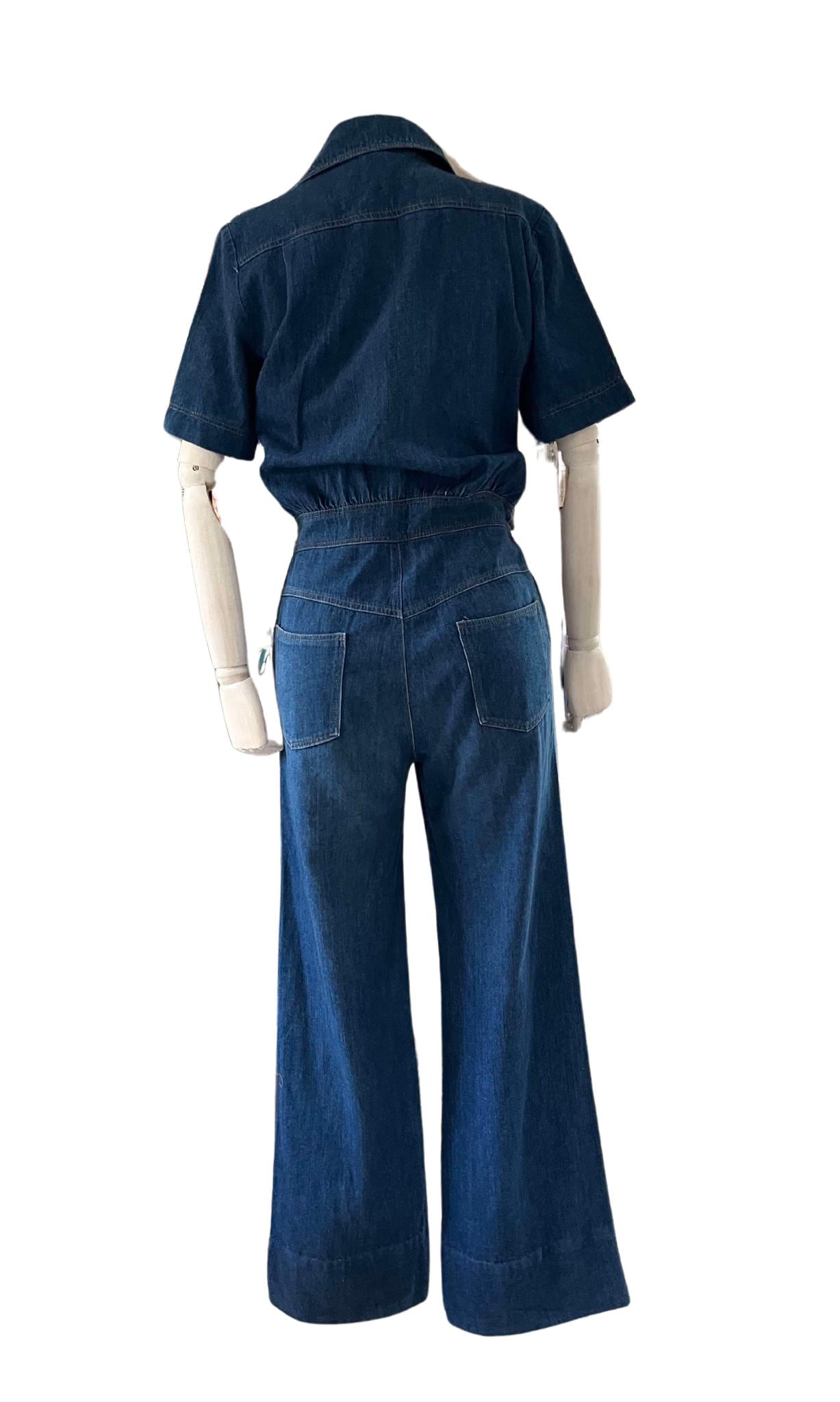 Vtg 70s denim jumpsuit coverall one piece