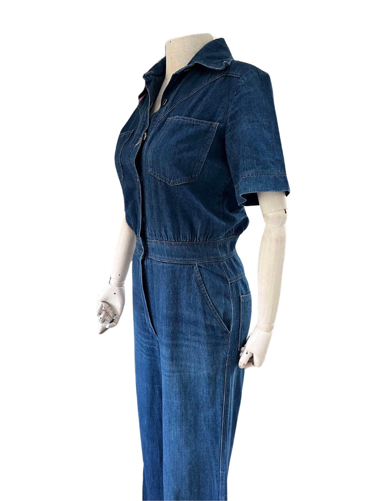 Vtg 70s denim jumpsuit coverall one piece