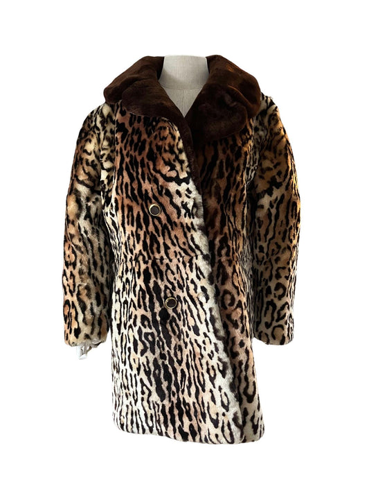 Vintage fake fur swing coat leopard cheetah 60s