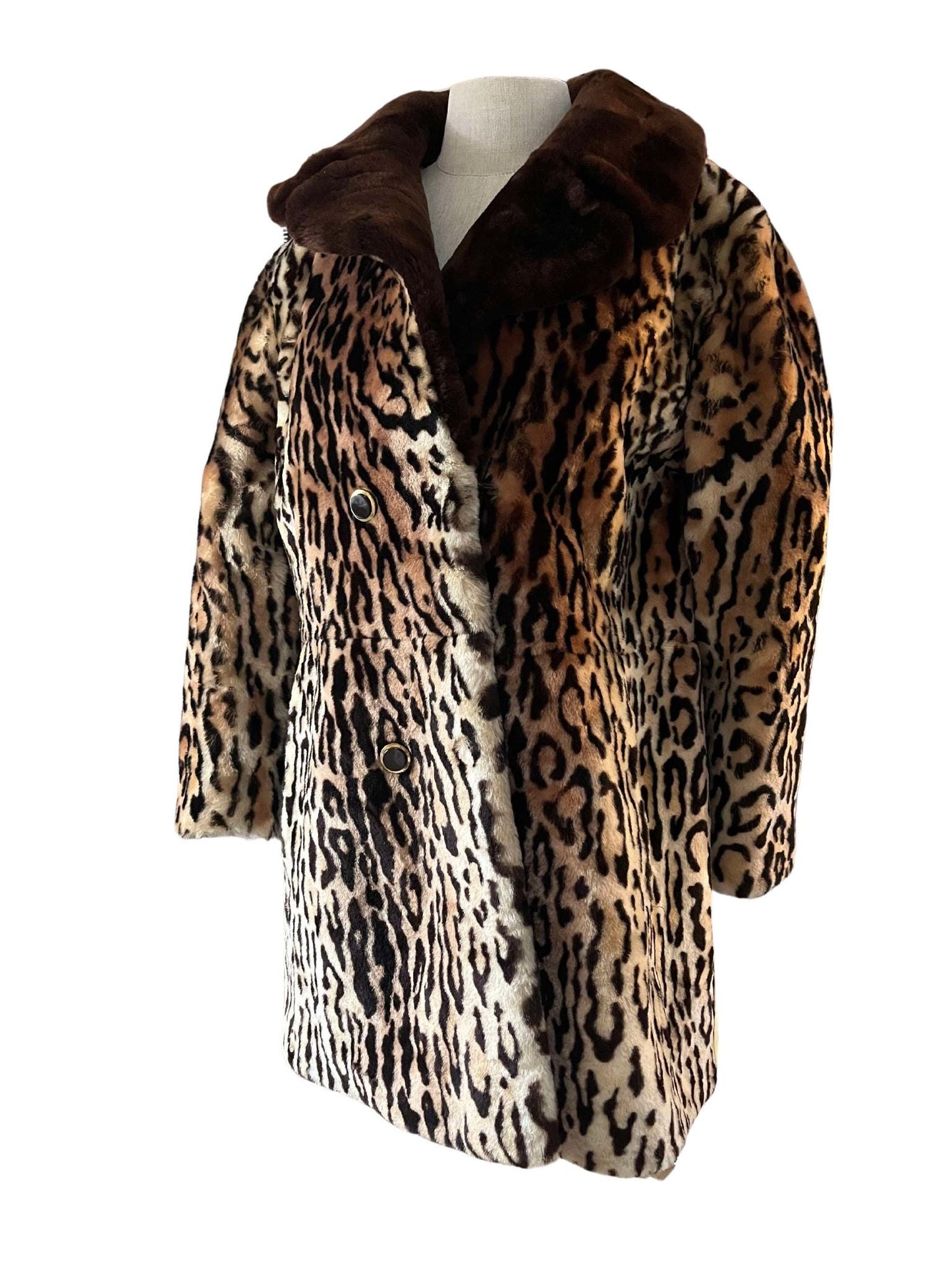 Vintage fake fur swing coat leopard cheetah 60s