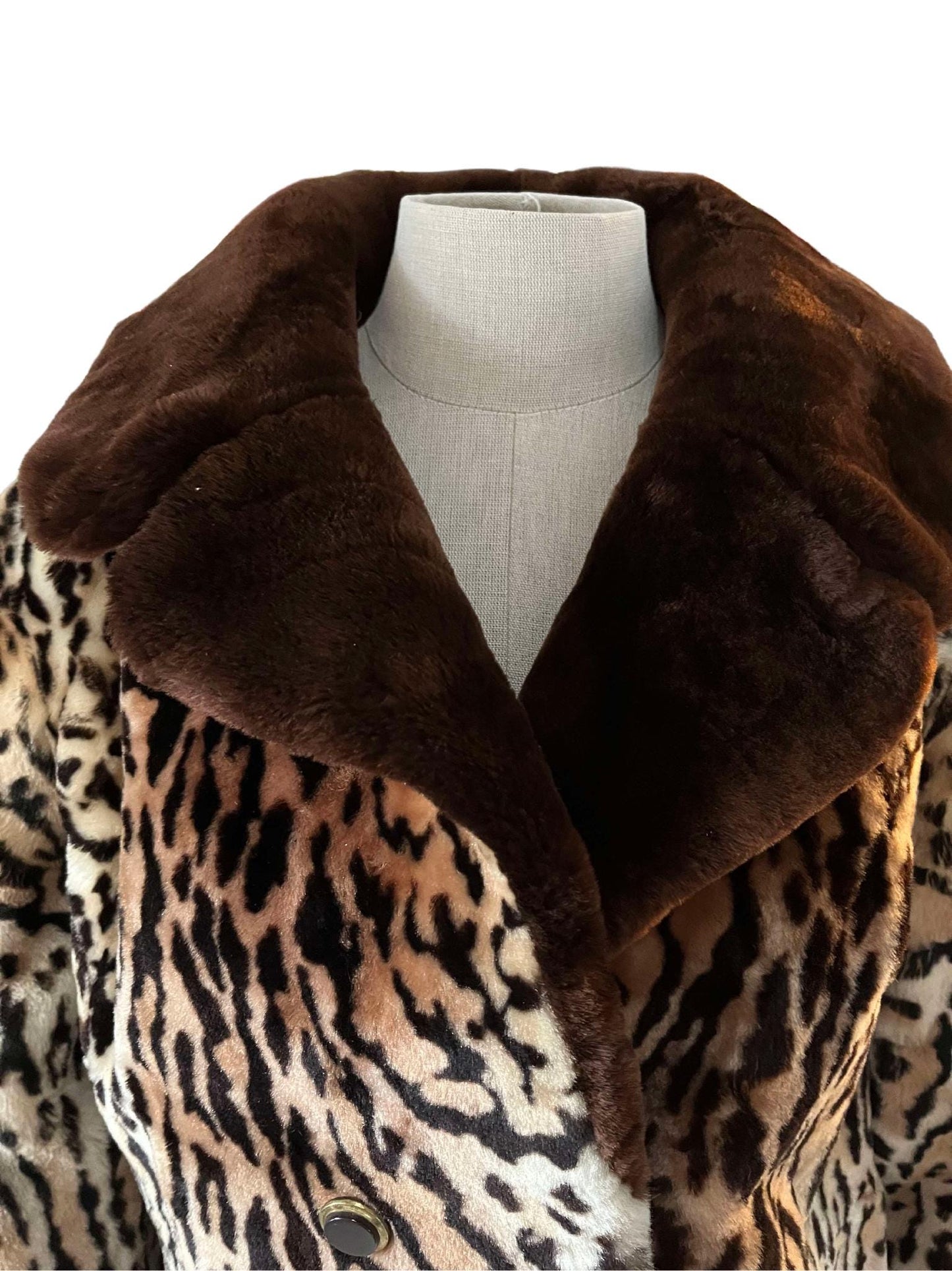 Vintage fake fur swing coat leopard cheetah 60s