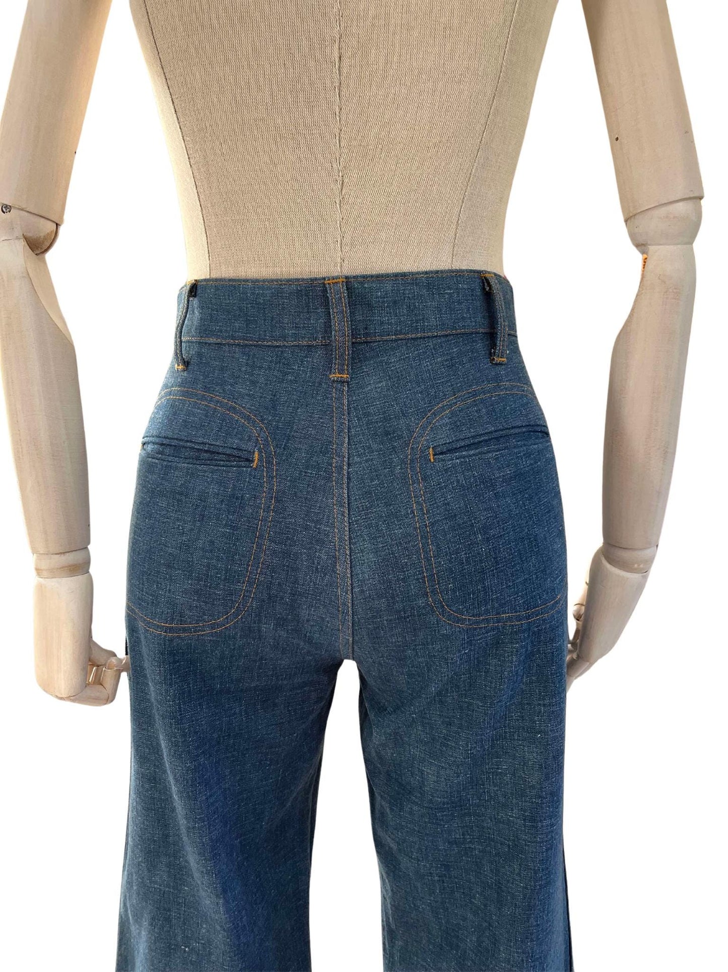 Vtg 60s Levi's Orange Tab Brush Denim Flares bell bottoms - W28