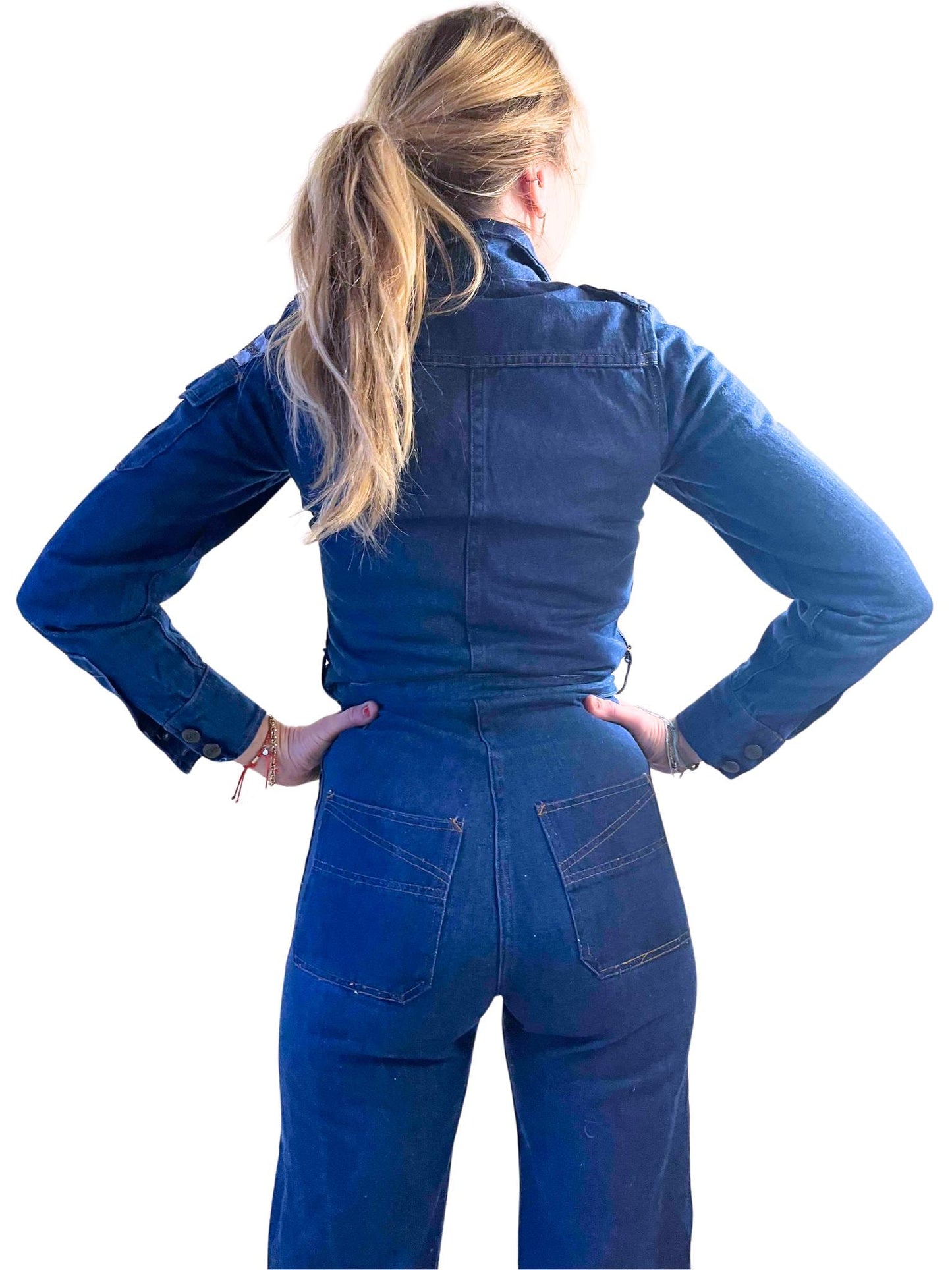 Vintage 70s denim jumpsuit coverall from M.I.H (Made in Heaven) Made in England Retro  All-In-One