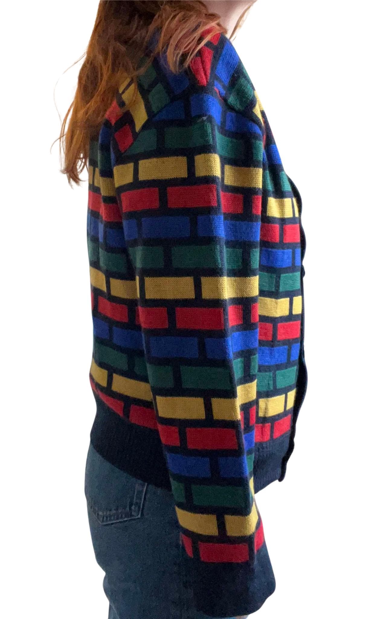 Vintage cardigan 80s 90s retro colour block