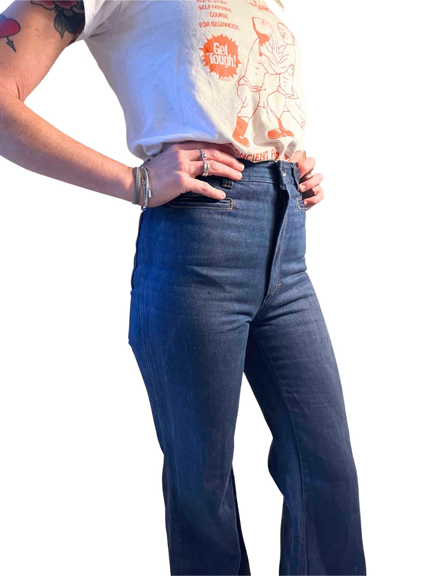 Vtg jeans 70s denim flare high waist Napoleon