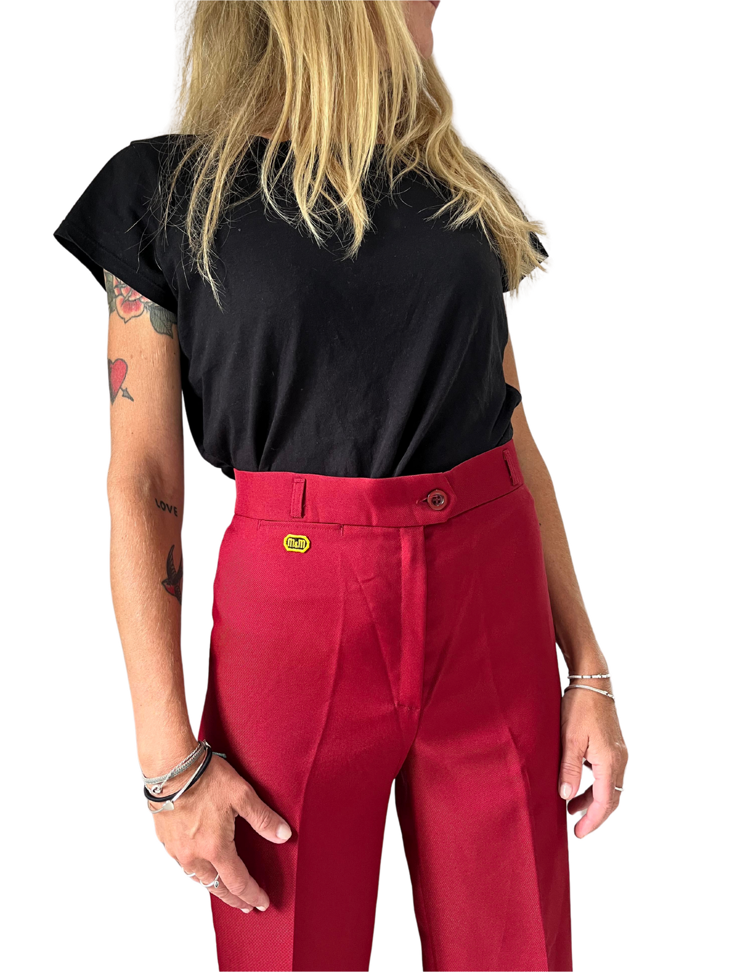 vintage 70s red deadstock trousers