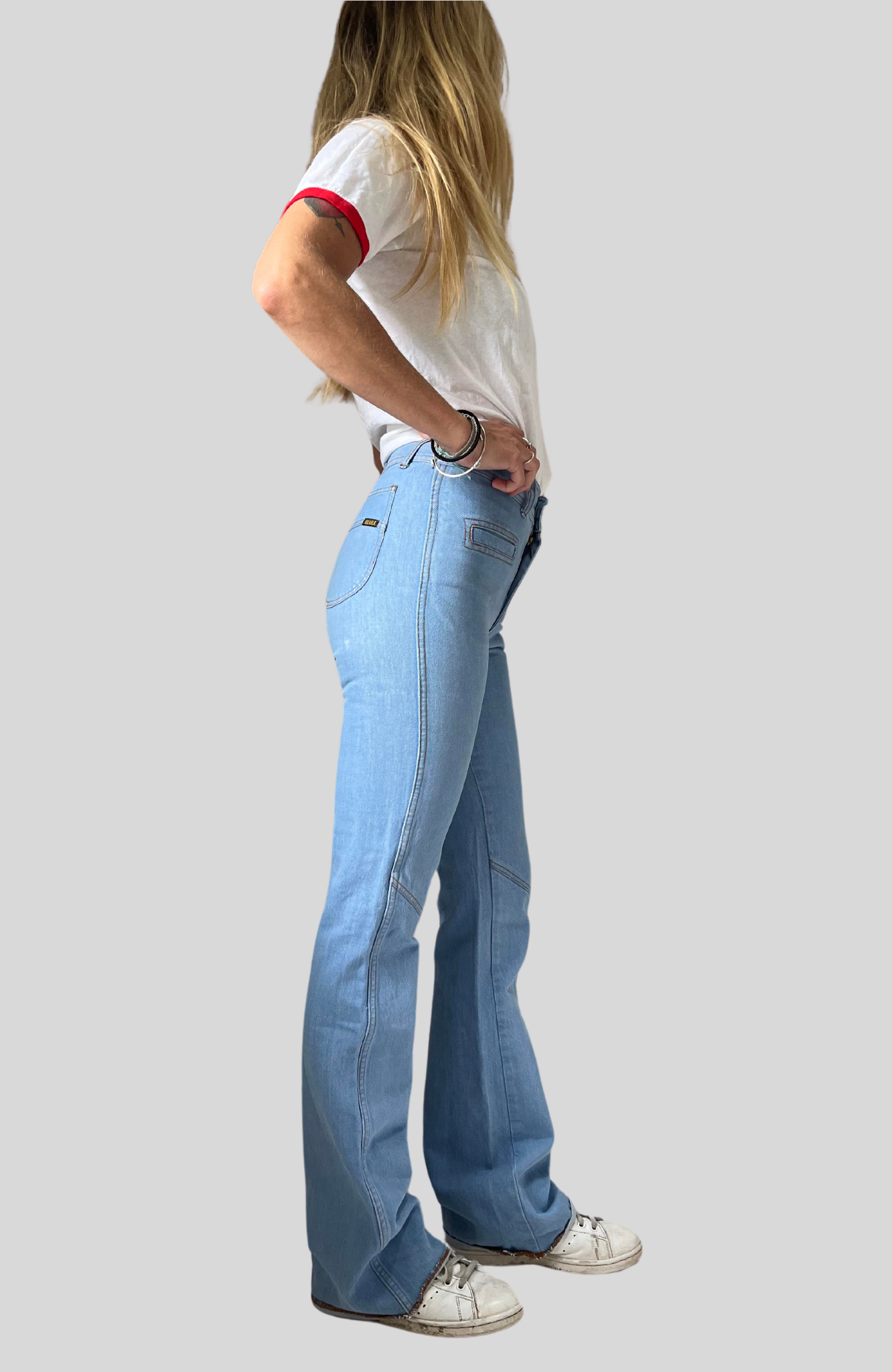 Vintage gul&blå jeans