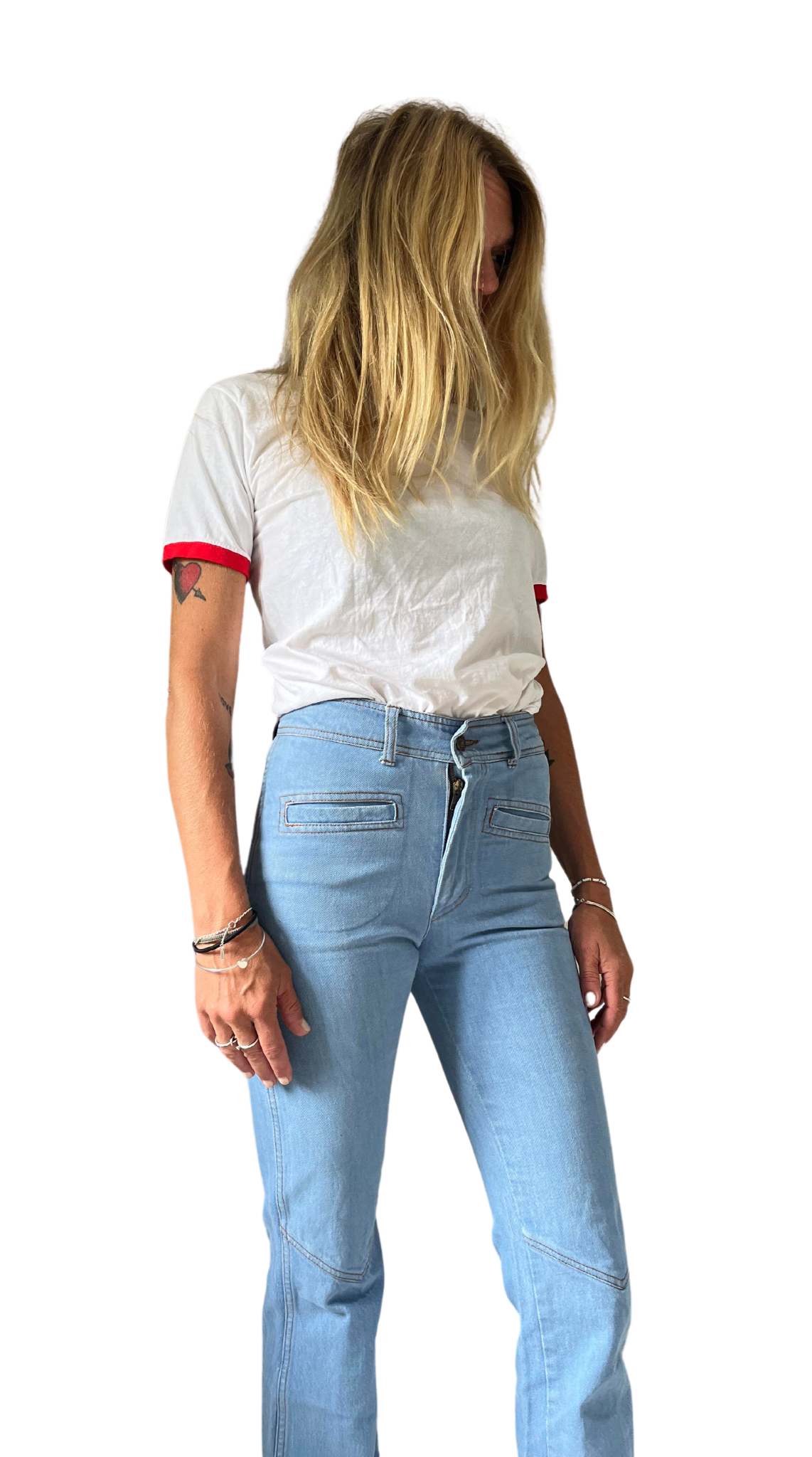 Vintage gul&blå jeans